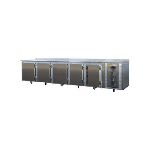 Tour réfrigéré 5 portes +2/10°C avec dessus et dosseret inox - 3240x750x900mm